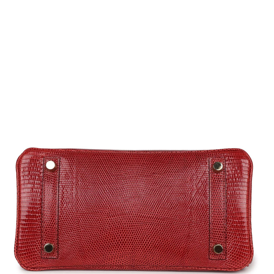 Hermes Birkin 25 Rouge Moyen Salvator Lizard Gold Hardware