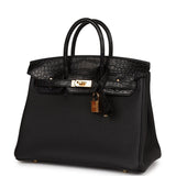 Hermes Birkin 25 Black Matte Alligator and Togo Touch Gold Hardware