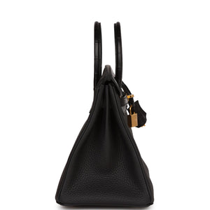 Hermes Birkin 25 Black Matte Alligator and Togo Touch Gold Hardware