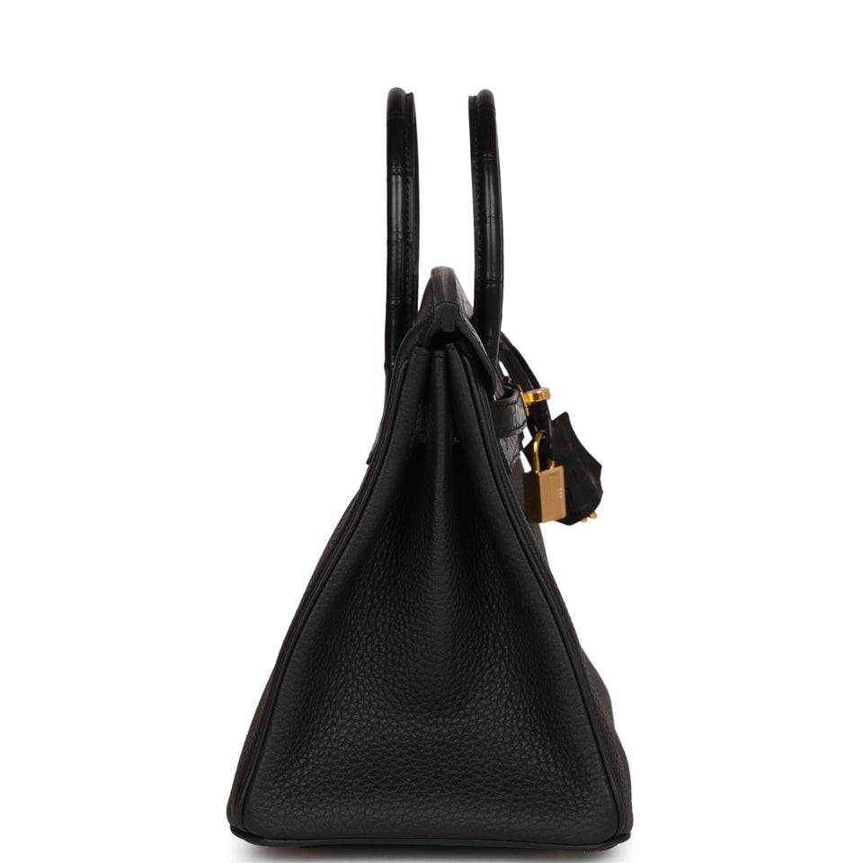 Hermes Birkin 25 Black Matte Alligator and Togo Touch Gold Hardware