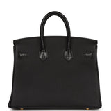 Hermes Birkin 25 Black Matte Alligator and Togo Touch Gold Hardware
