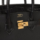 Hermes Birkin 25 Black Matte Alligator and Togo Touch Gold Hardware