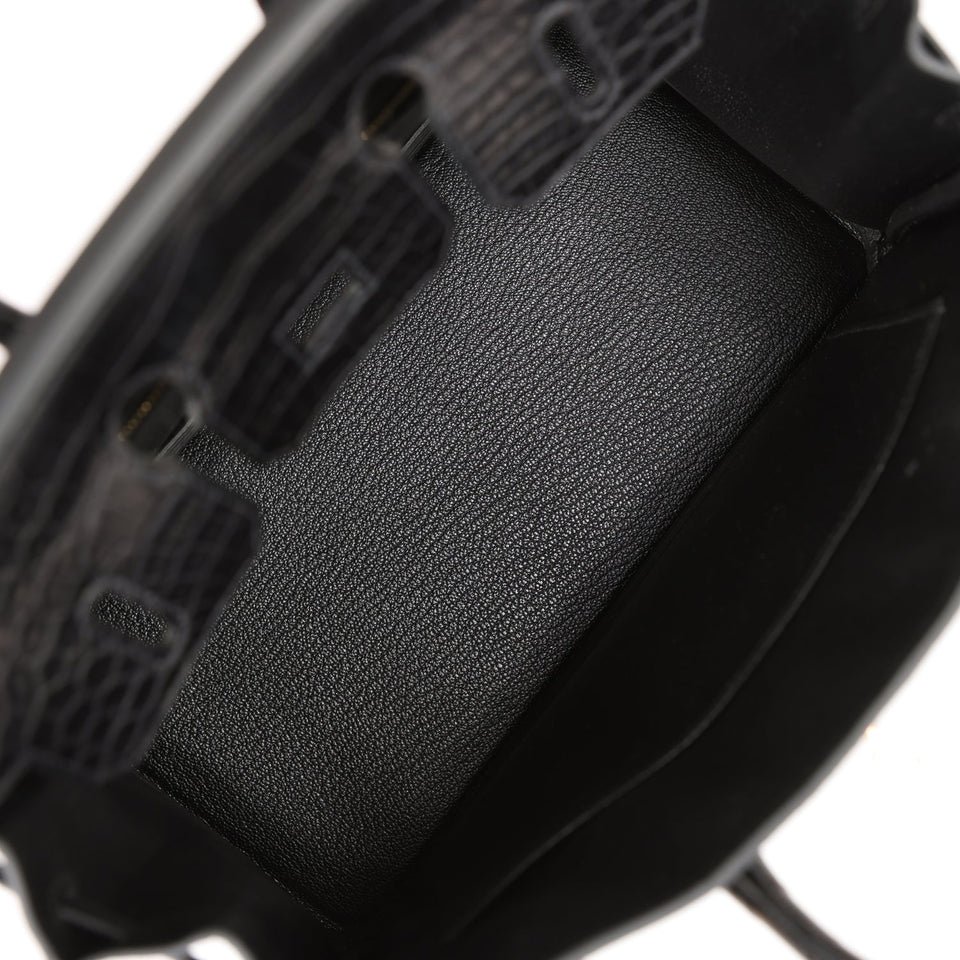 Hermes Birkin 25 Black Matte Alligator and Togo Touch Gold Hardware