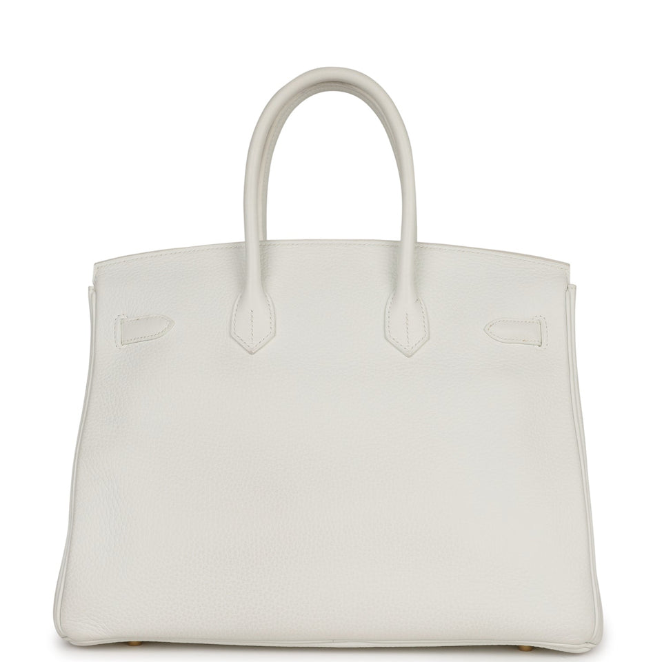 Hermes Birkin 35 White Clemence Gold Hardware