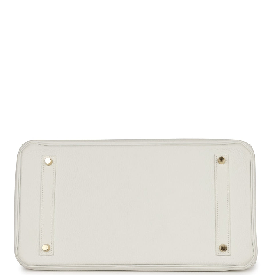 Hermes Birkin 35 White Clemence Gold Hardware