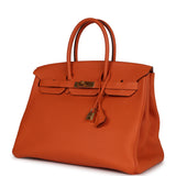 Hermes Birkin 35 Orange H Clemence Gold Hardware