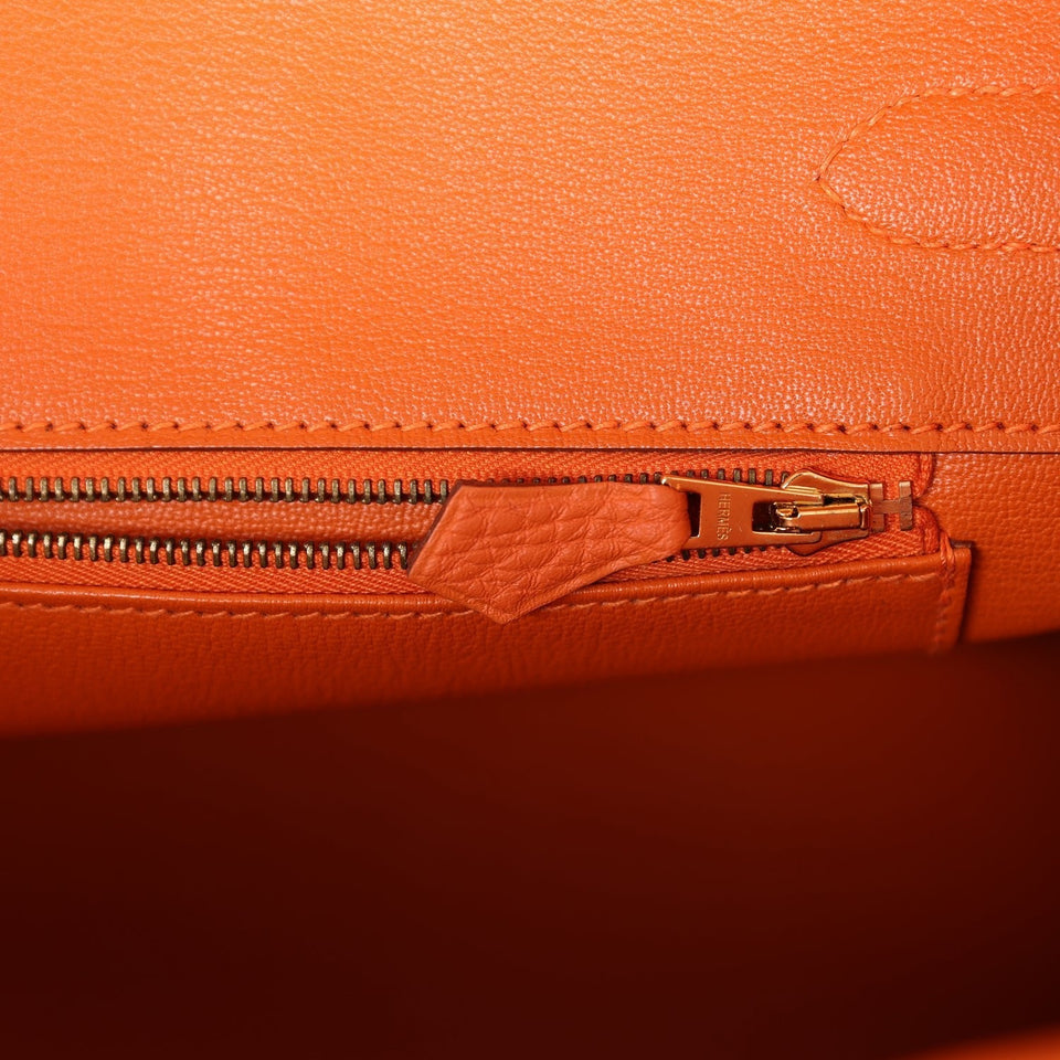 Hermes Birkin 35 Orange H Clemence Gold Hardware