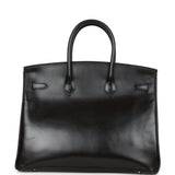 Vintage Hermes Birkin 35 Black Box Calf Palladium Hardware