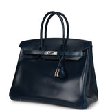 Hermes Birkin 35 Bleu De Prusse Box Calf Guilloch Palladium Hardware