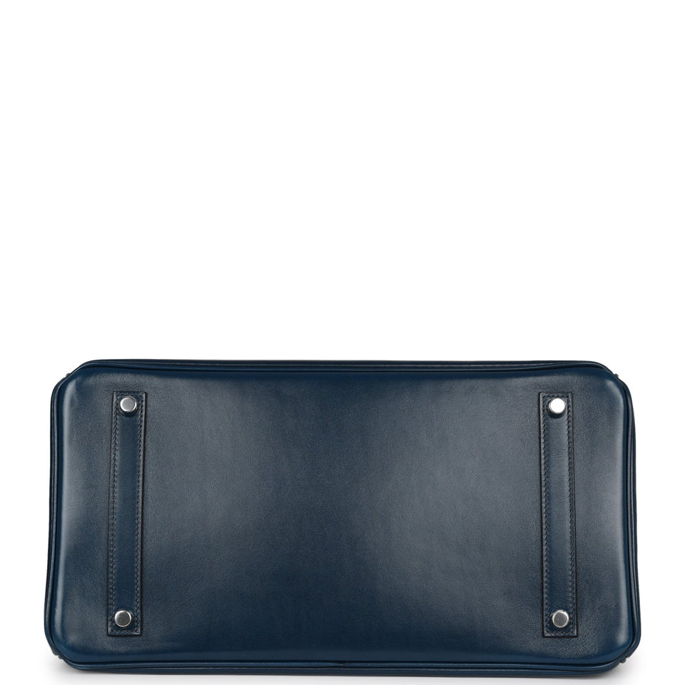 Hermes Birkin 35 Bleu De Prusse Box Calf Guilloch Palladium Hardware
