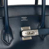 Hermes Birkin 35 Bleu De Prusse Box Calf Guilloch Palladium Hardware