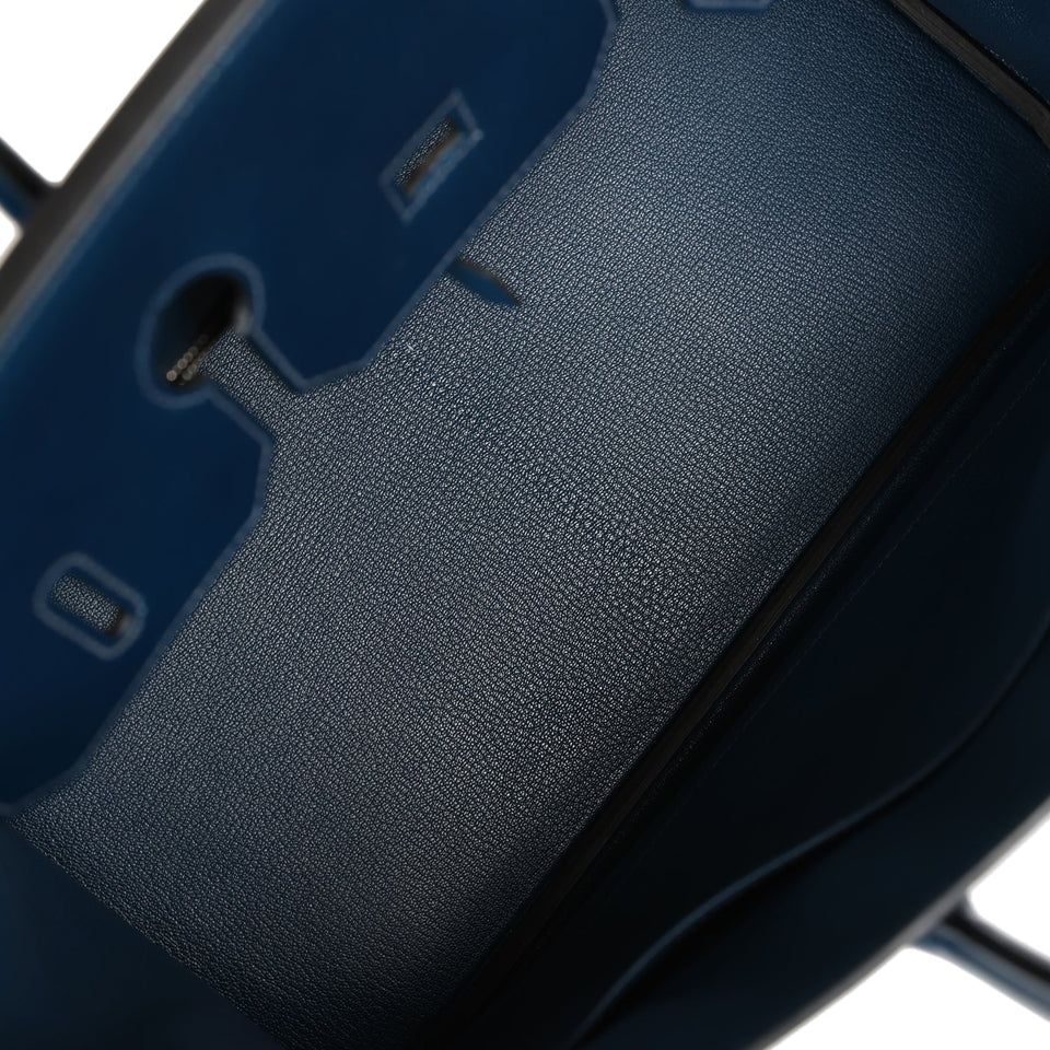 Hermes Birkin 35 Bleu De Prusse Box Calf Guilloch Palladium Hardware