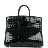 Hermes Birkin 25 Vert Cypress Shiny Niloticus Crocodile Gold Hardware