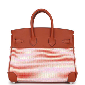 Hermes Quadrille Birkin 25 Sanguine Swift and Toile Palladium Hardware