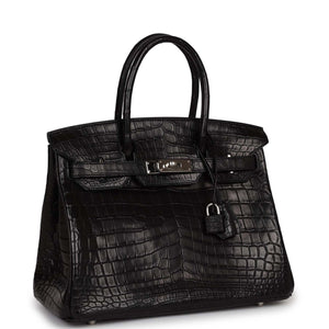 Pre owned Hermes Birkin 30cm Black Matte Niloticus Crocodile Palladium Hardware