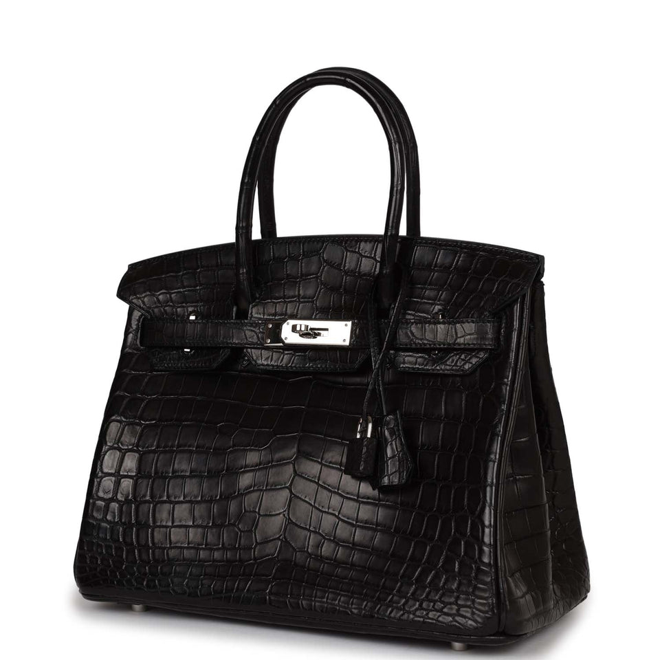 Pre owned Hermes Birkin 30cm Black Matte Niloticus Crocodile Palladium Hardware