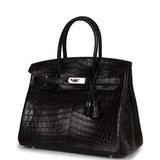 Pre owned Hermes Birkin 30cm Black Matte Niloticus Crocodile Palladium Hardware