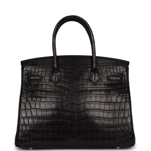 Pre owned Hermes Birkin 30cm Black Matte Niloticus Crocodile Palladium Hardware