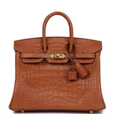 Hermes Birkin 25 Gold Matte Alligator Gold Hardware