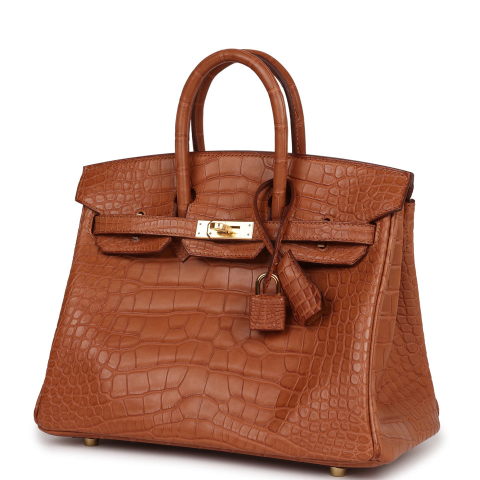 Hermes Birkin 25 Gold Matte Alligator Gold Hardware