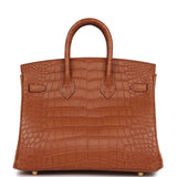 Hermes Birkin 25 Gold Matte Alligator Gold Hardware