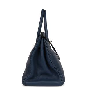 Hermes Birkin 35 Bleu De Prusse Clemence Palladium Hardware