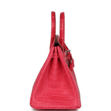 Hermes Birkin 25 Rose Extreme Matte Porosus Crocodile Palladium Hardware
