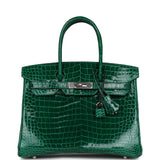 Hermes Birkin 30 Emerald Shiny Niloticus Crocodile Palladium Hardware