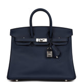 Hermes Birkin 25 Bleu Navy Swift Palladium Hardware