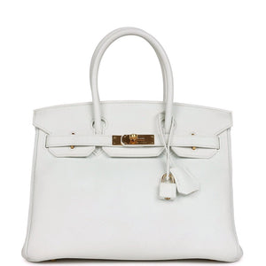 Hermes Birkin 30 White Clemence Gold Hardware