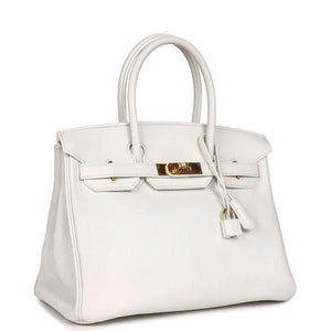 Hermes Birkin 30 White Clemence Gold Hardware