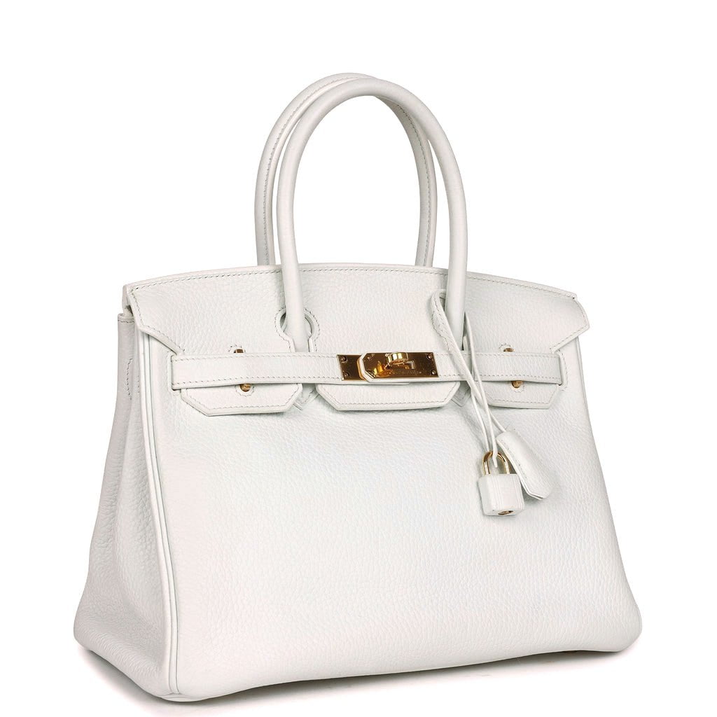 Hermes Birkin 30 White Clemence Gold Hardware