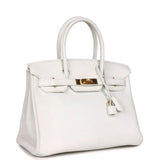 Hermes Birkin 30 White Clemence Gold Hardware
