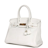 Hermes Birkin 30 White Clemence Gold Hardware