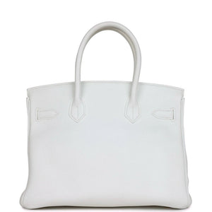 Hermes Birkin 30 White Clemence Gold Hardware