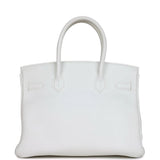 Hermes Birkin 30 White Clemence Gold Hardware