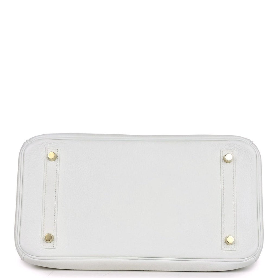 Hermes Birkin 30 White Clemence Gold Hardware