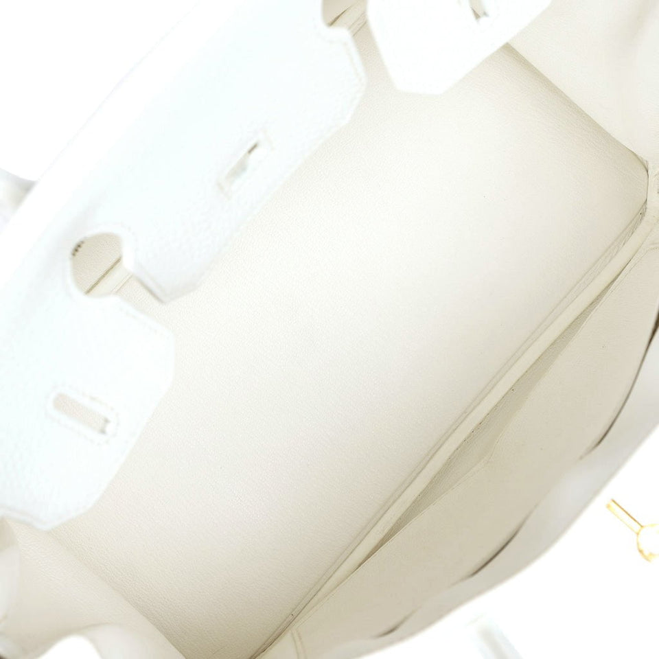 Hermes Birkin 30 White Clemence Gold Hardware