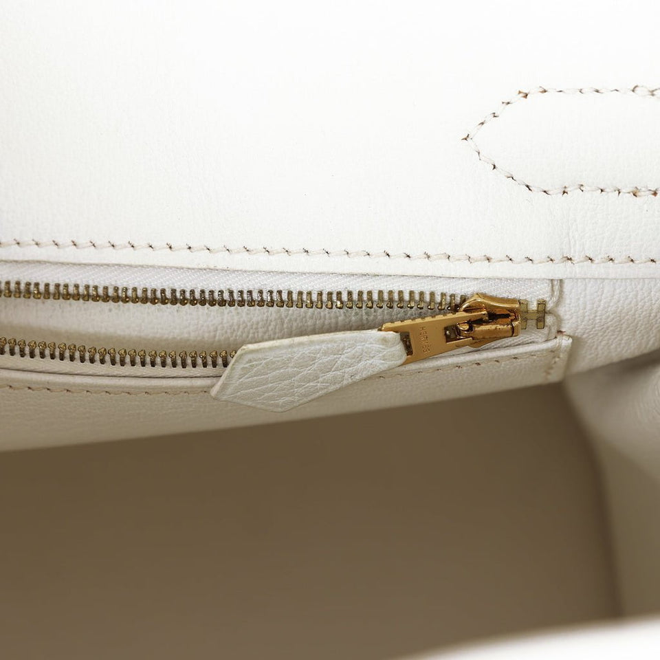 Hermes Birkin 30 White Clemence Gold Hardware