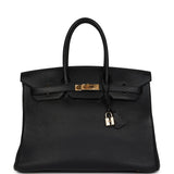 New Hermes Birkin 35 Black Togo Gold Hardware