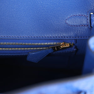 Hermes Birkin 25 Bleu Royal Matte Porosus Crocodile Gold Hardware