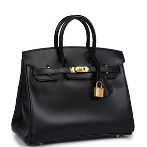 Hermes Birkin 25 Black Box Gold Hardware
