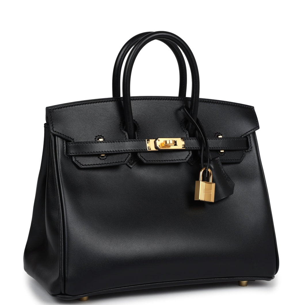 Hermes Birkin 25 Black Box Gold Hardware
