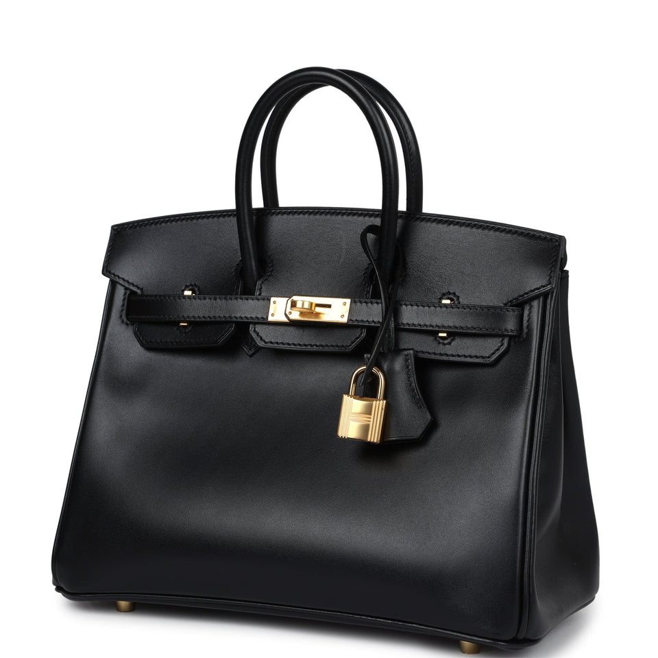 Hermes Birkin 25 Black Box Gold Hardware