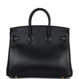 Hermes Birkin 25 Black Box Gold Hardware