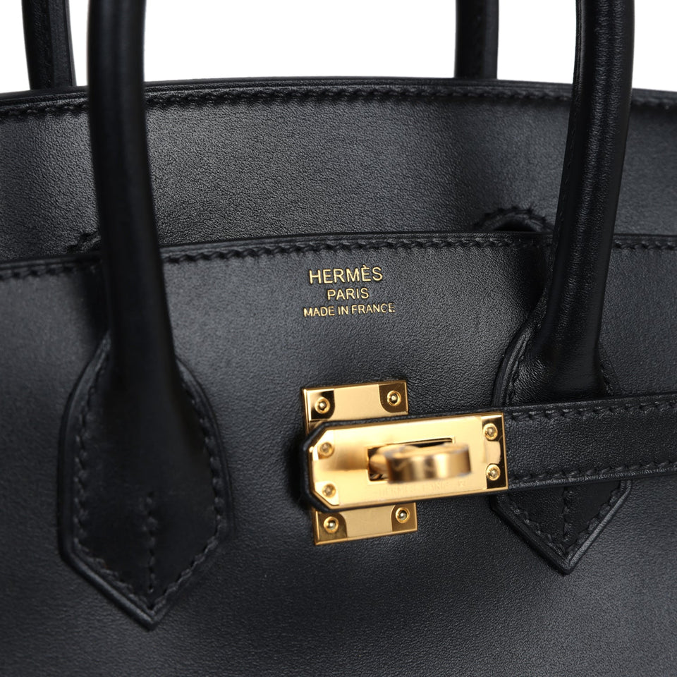 Hermes Birkin 25 Black Box Gold Hardware