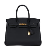 Hermes Birkin 30 Black Togo Gold Hardware