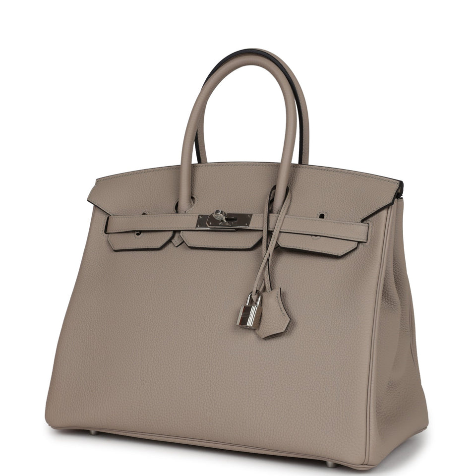 Hermes Birkin 35 Gris Tourterelle Togo Palladium Hardware