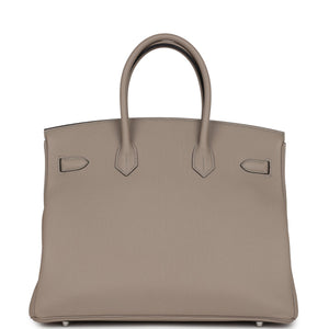 Hermes Birkin 35 Gris Tourterelle Togo Palladium Hardware