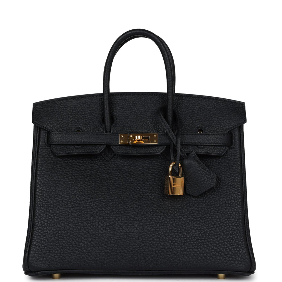 New Hermes Birkin 25 Black Togo Gold Hardware